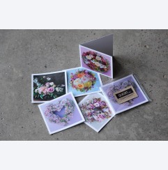 Qlkortmix x 5 med blomstermotiv
